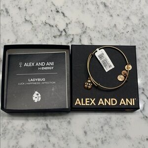 Alex and Ani Gold Ladybug Charm Bracelet